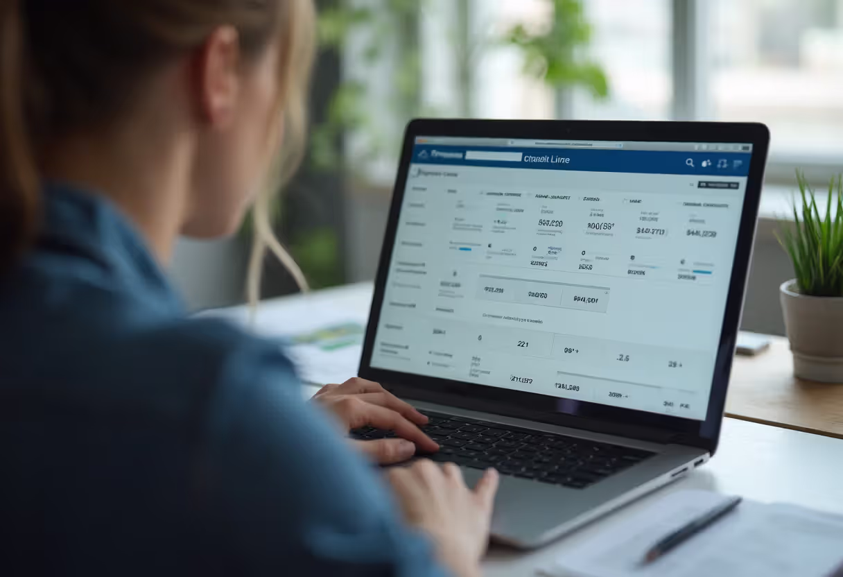 Business owner accessing a revolving line of credit through online banking