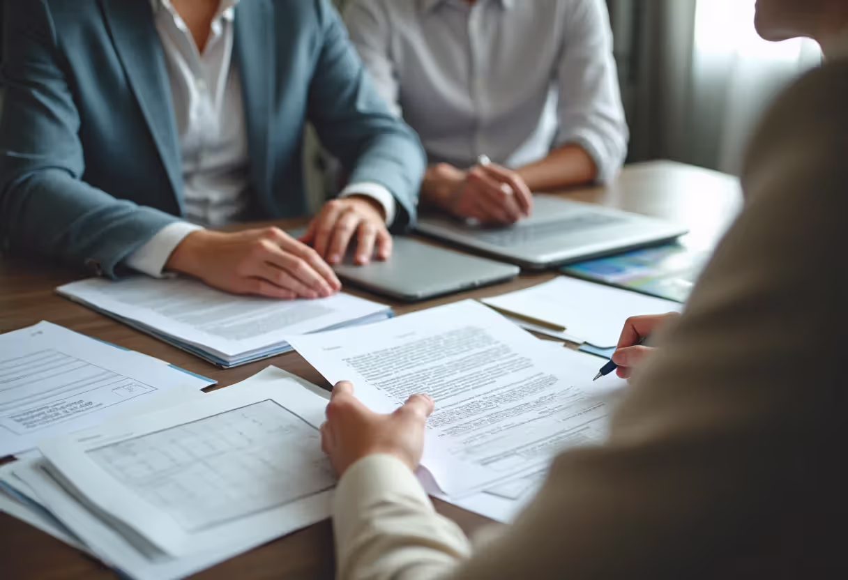 Borrower meeting with a loan officer to discuss business financing