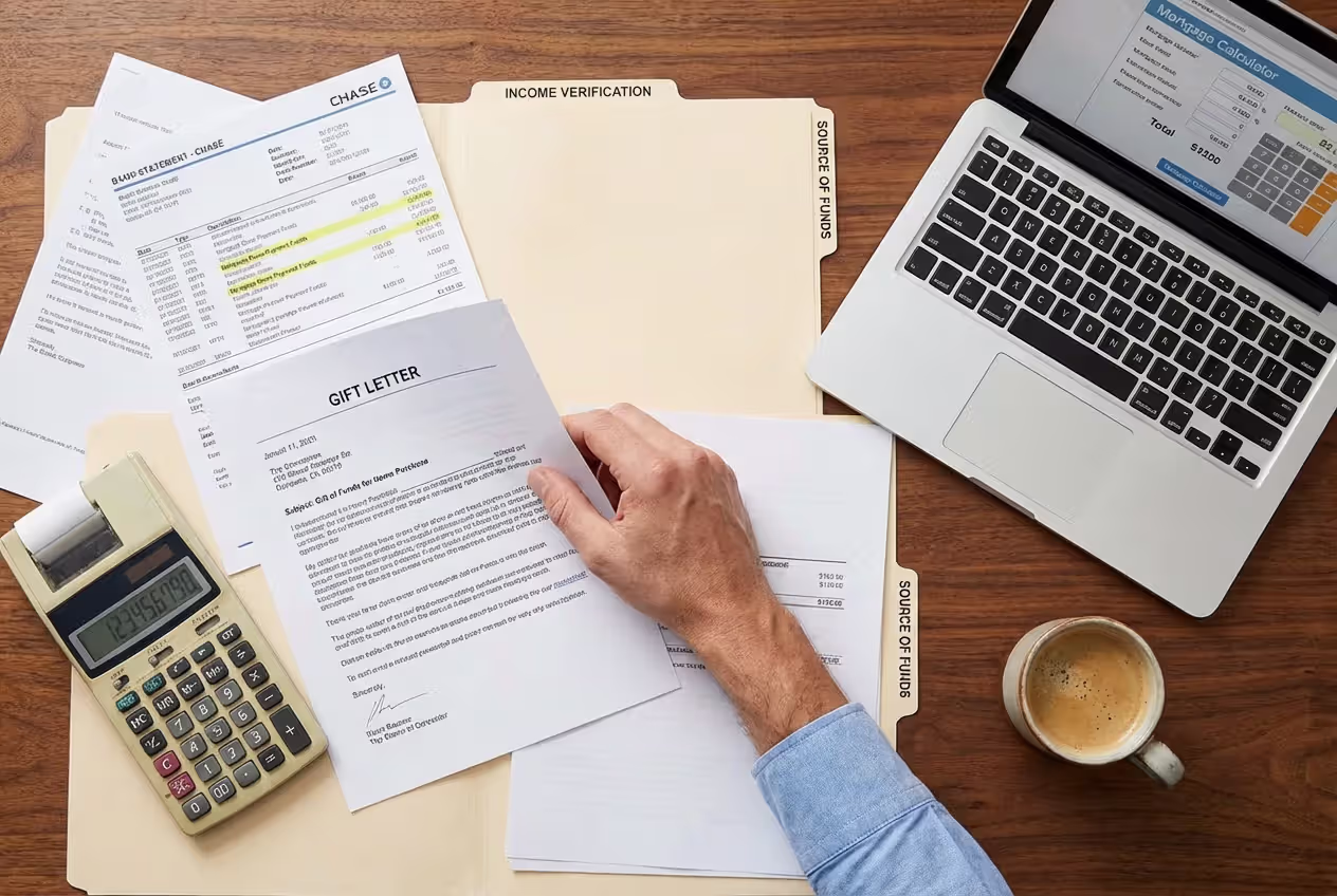 Mortgage paperwork and bank statements for down payment verification