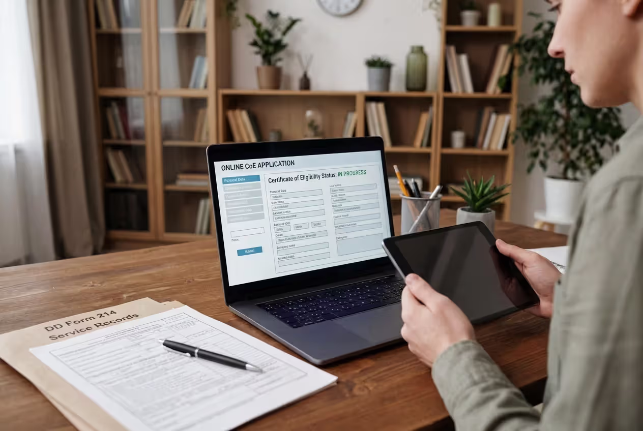 Veteran applying online for a VA Certificate of Eligibility