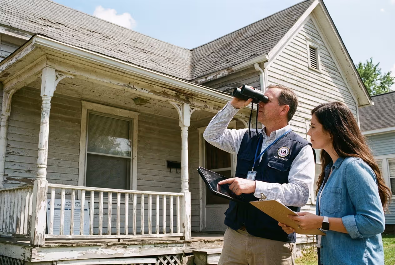 Home appraisal and property inspection for a VA loan