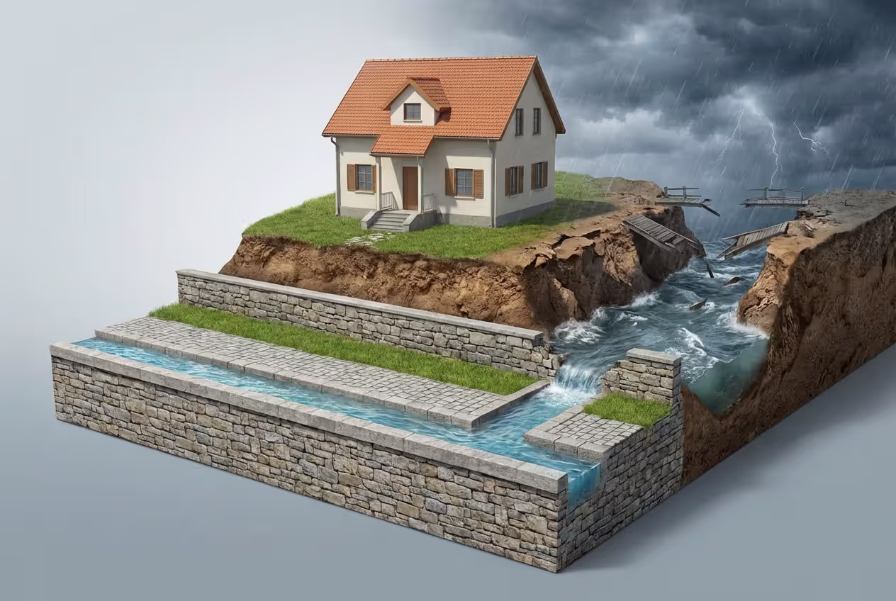 Visual comparison of first and second mortgage lien priority on a house