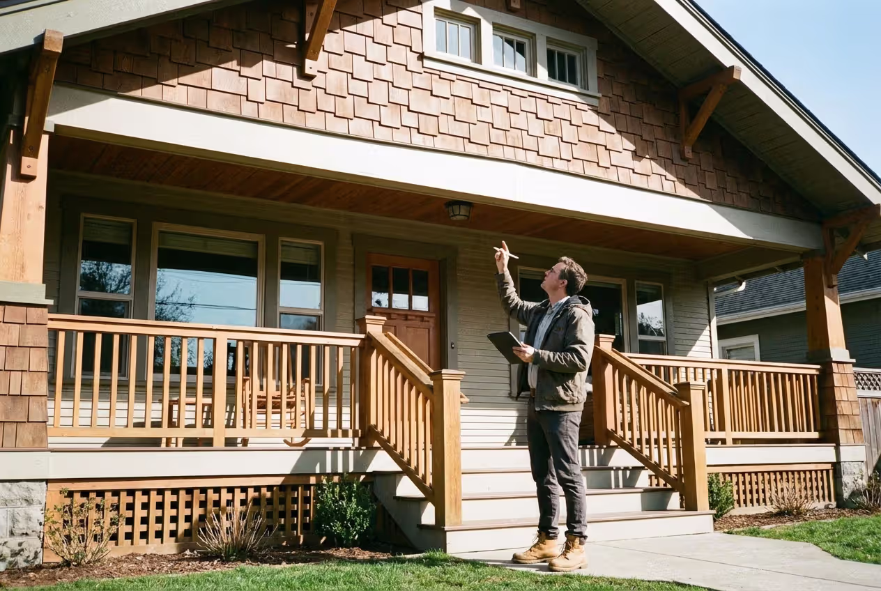 Home appraiser inspecting a house for a VA loan