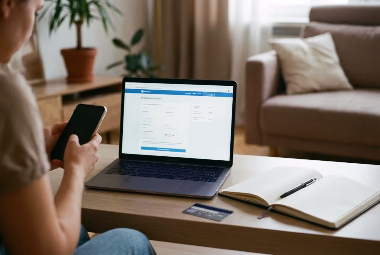 Person reinstating insurance policy online at home