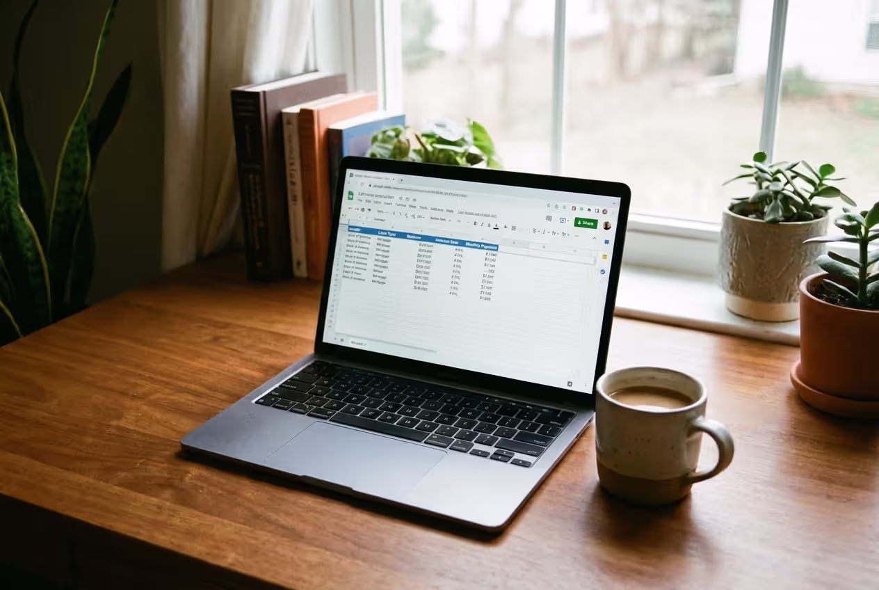 Spreadsheet used to track multiple student loans